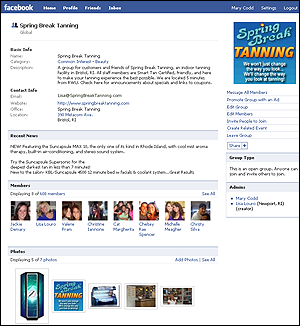 Spring Break Tanning Facebook Group